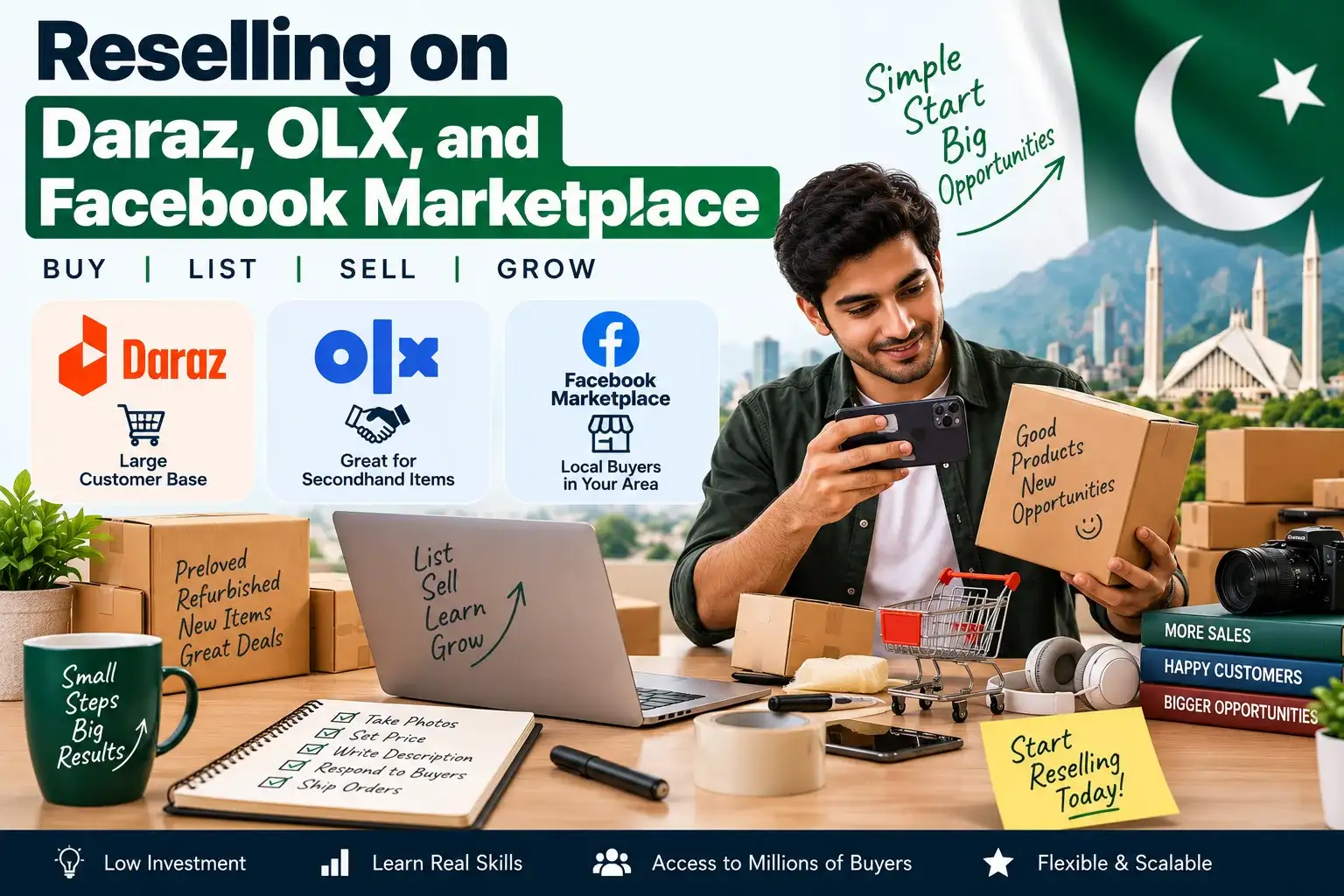 Reselling on Daraz, OLX, and Facebook Marketplace