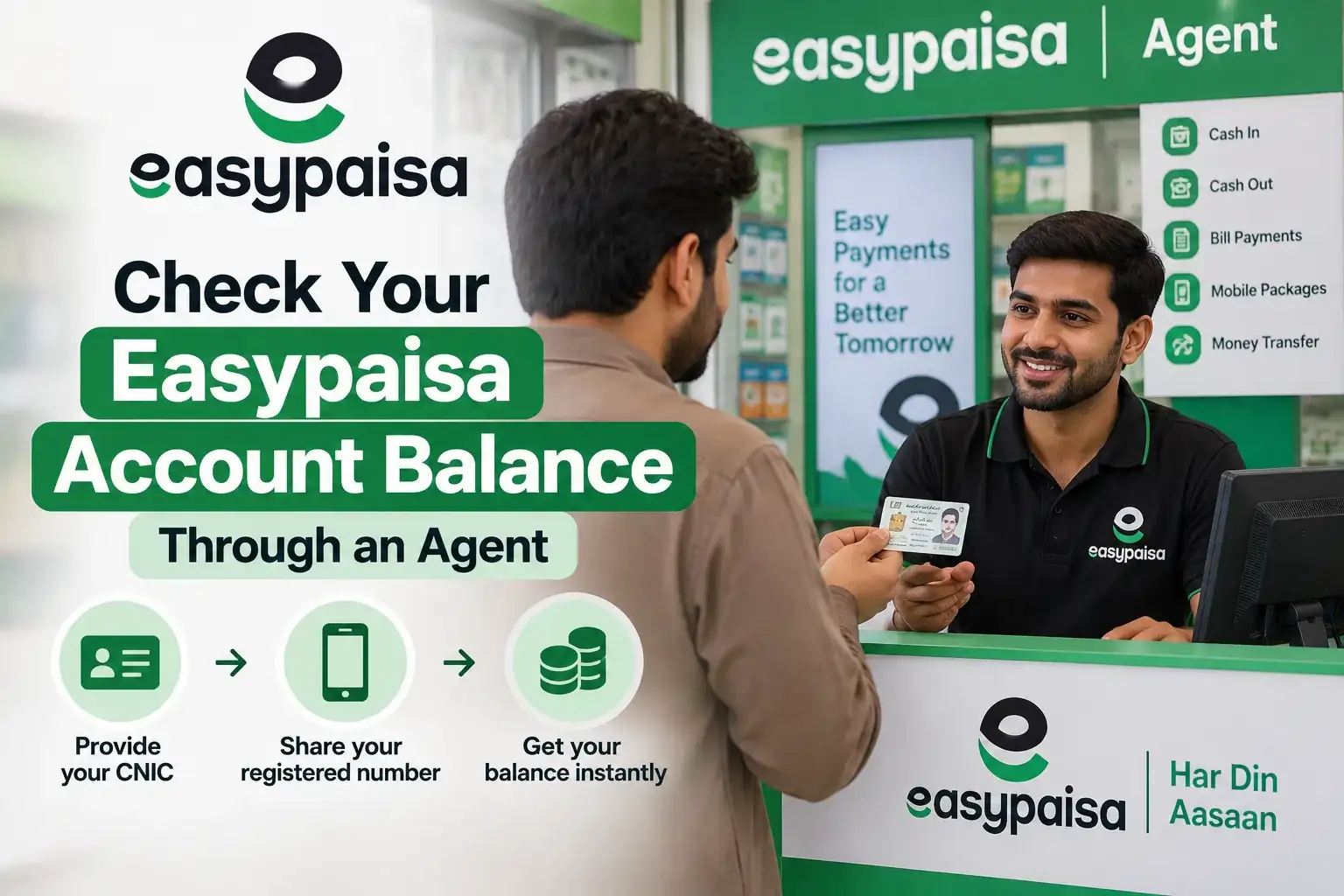Check Your Balance Through an Easypaisa Agent
