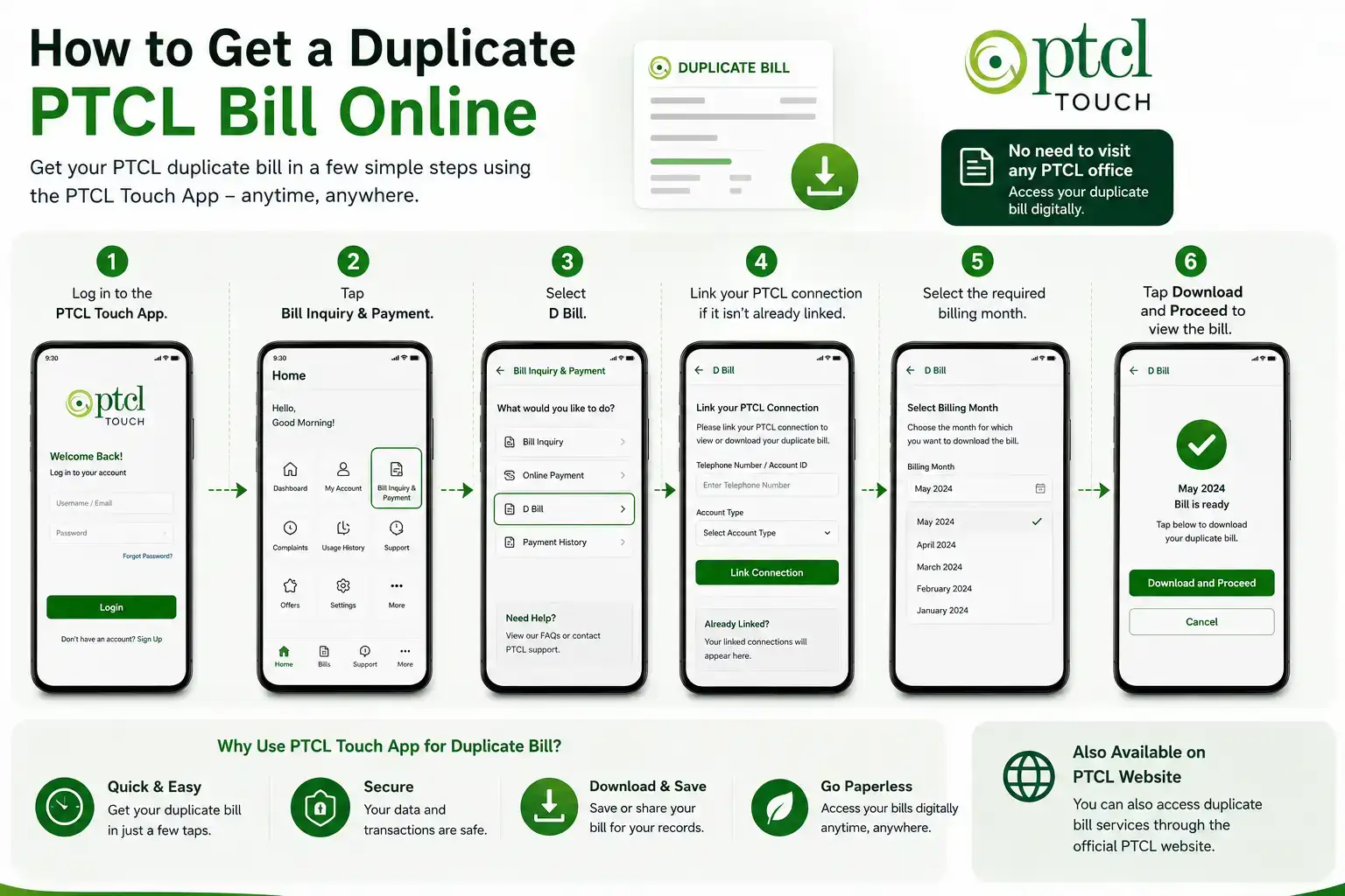 How to Get a Duplicate PTCL Bill Online