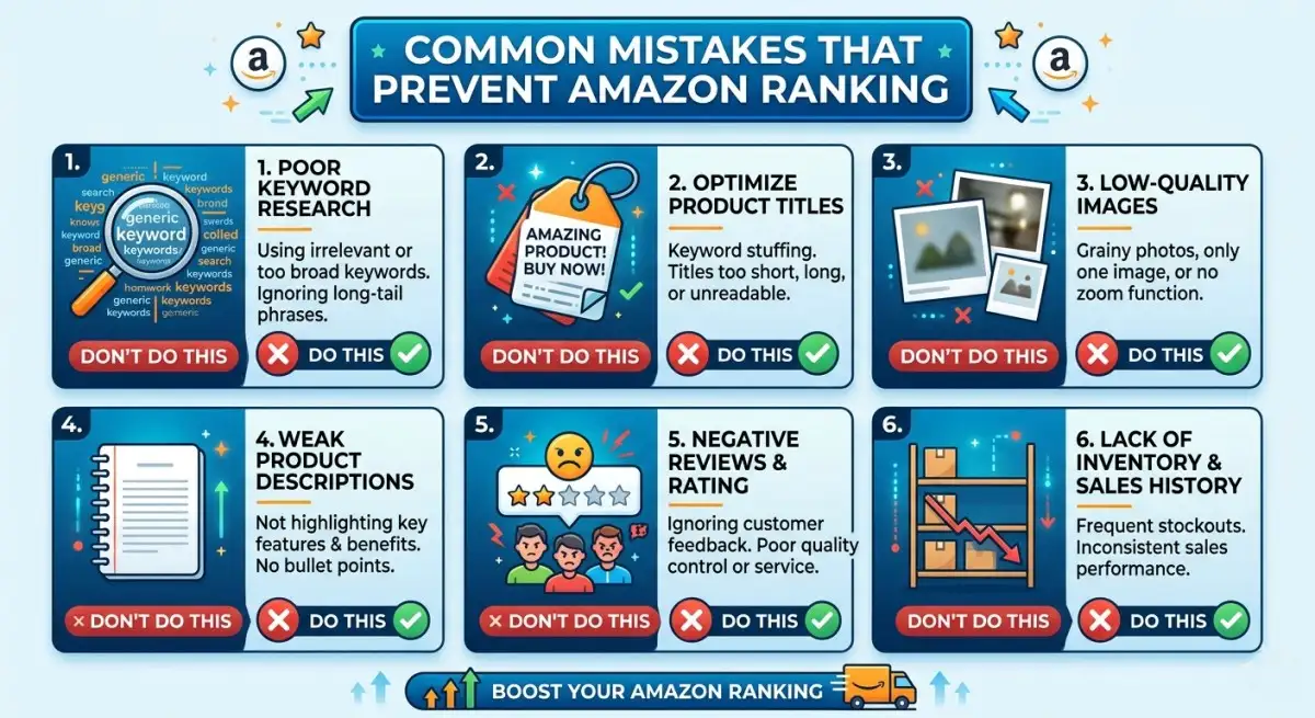 Common Mistakes That Prevent Amazon Ranking