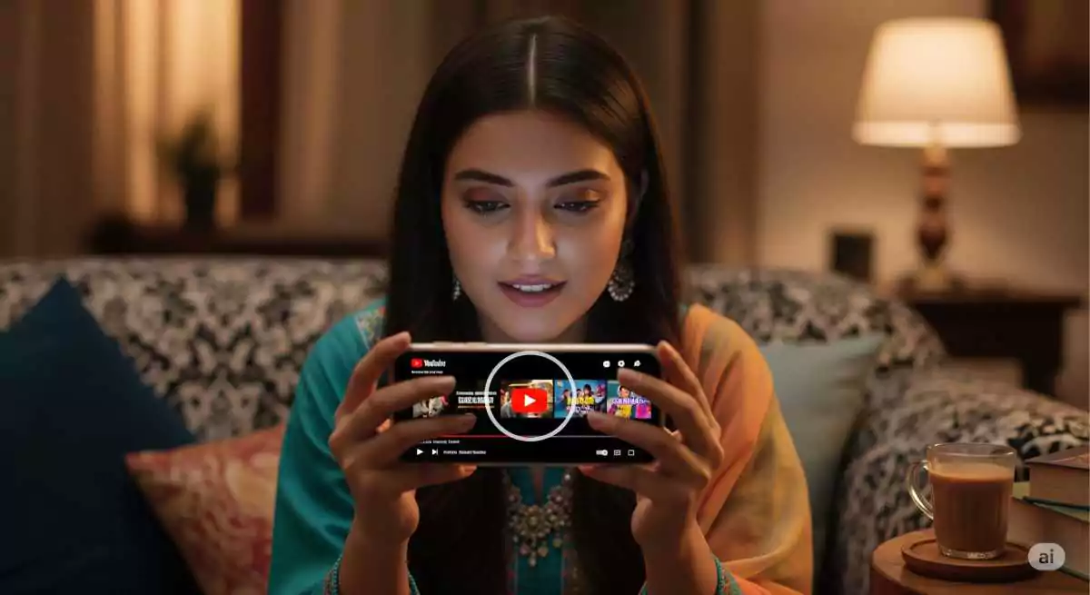 pakistani girl watching youtube on mobile