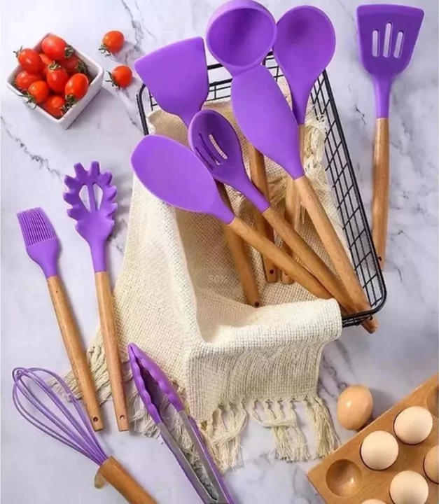12 Pcs Silicon Spatula Spoon Set Purple