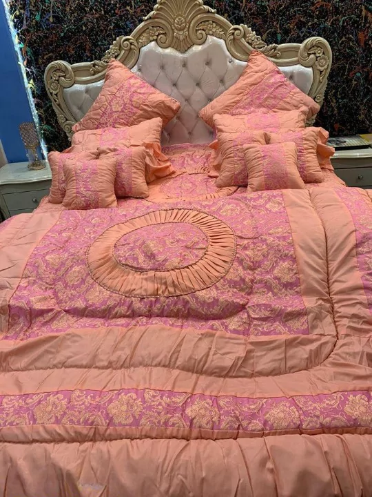 14 Pcs Jacquard Quilted Bridal Bed Set