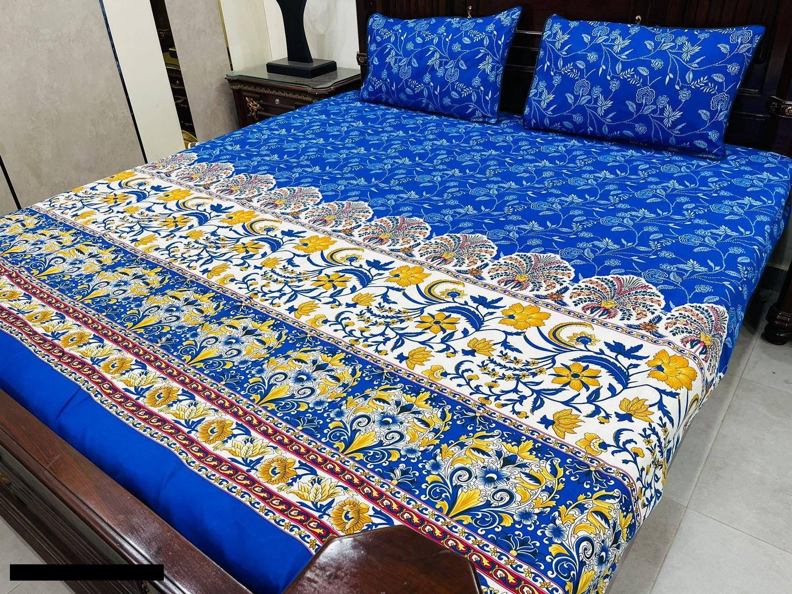 3 Piece Crystal Cotton Double Bedsheet