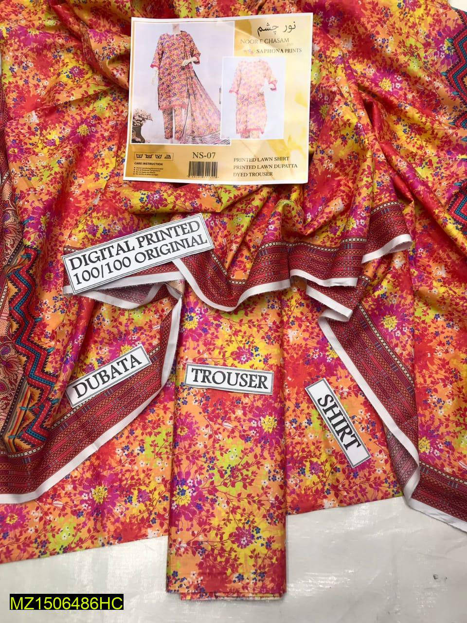 3 Piece Women Unstitched Lawn Printed Suit
