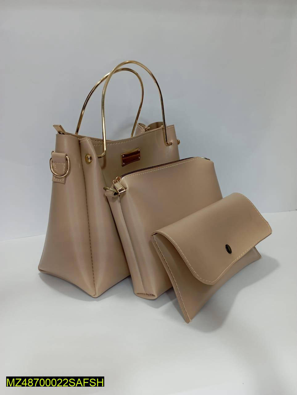3 Pcs Women Leather Plain Shoulder Bag
