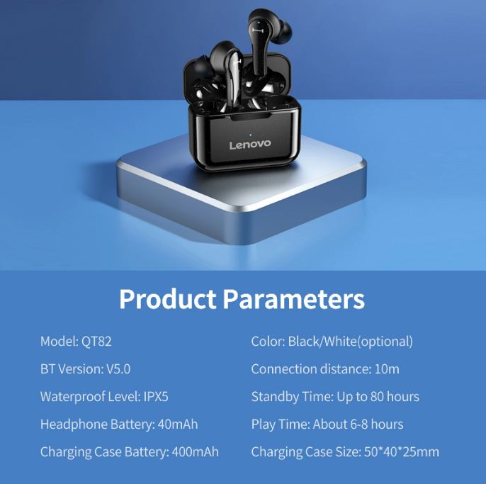 Lenovo QT82 Tws Wireless Bluetooth Earbuds