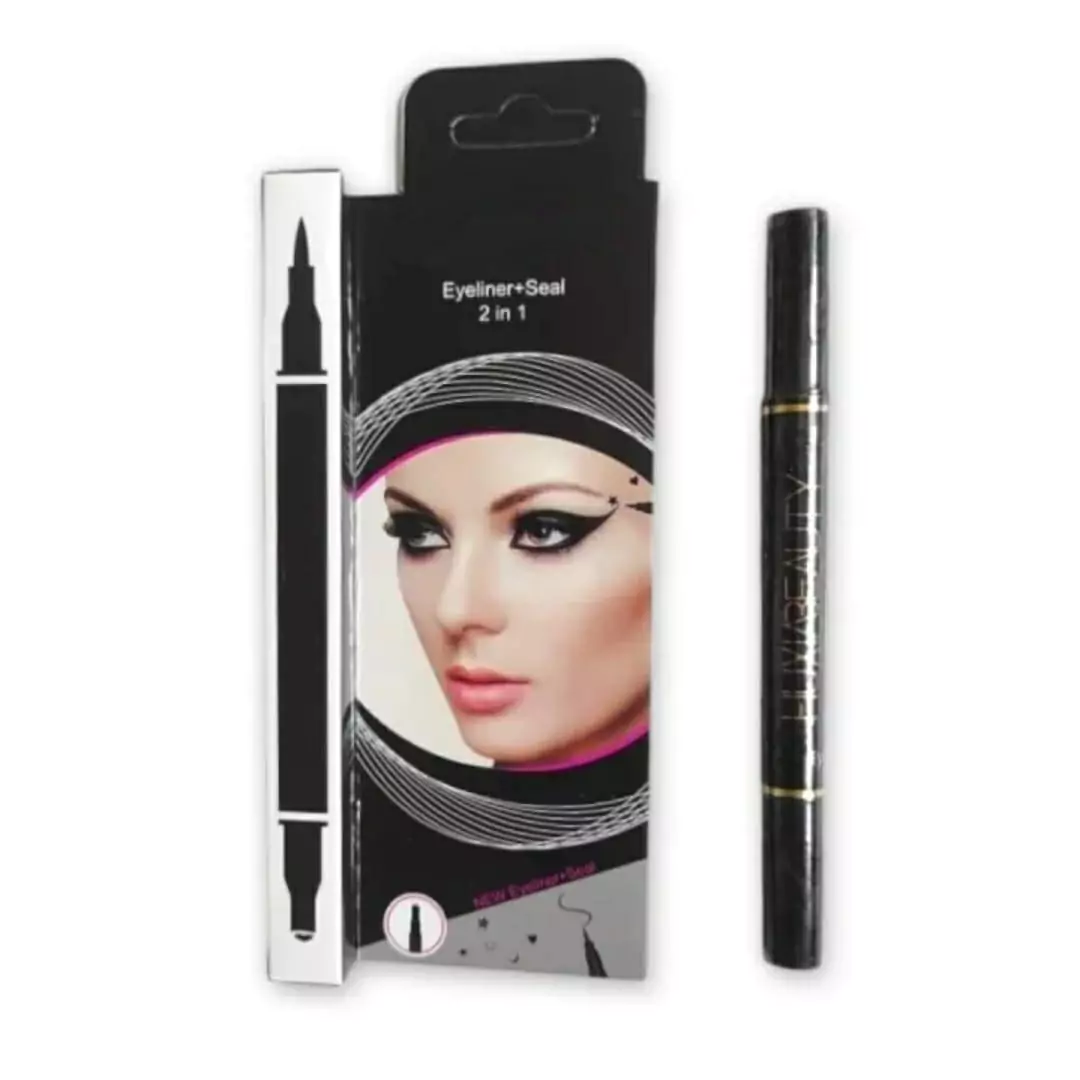 2 in 1 Smudge Proof Waterproof Eyeliner With Stamp Applicator Bundle