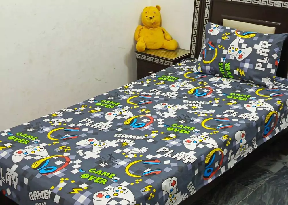 2 Pcs Cotton Printed Single Bedsheet