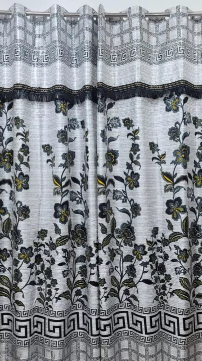 2 Pcs Crystal Silk Printed Curtain