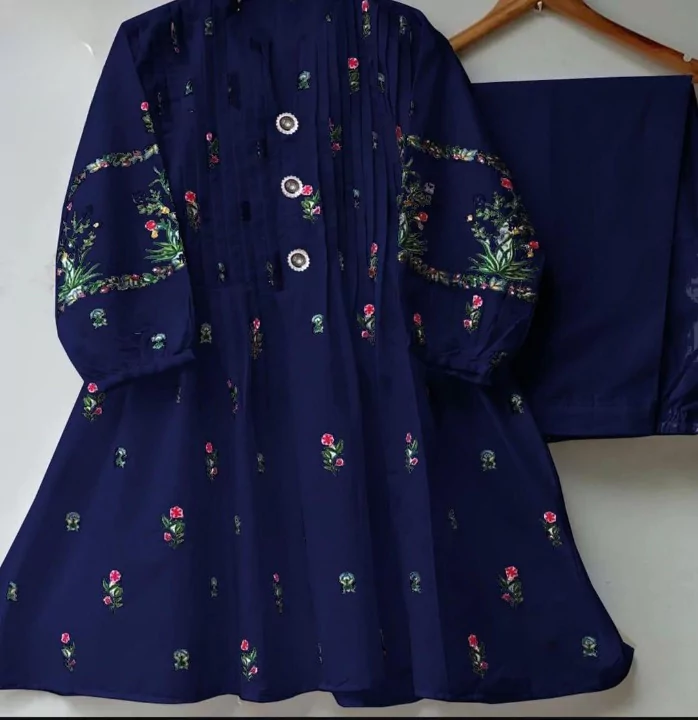 2 Pcs Stitched Cotton Embroidered Shirt And Trouser VV651