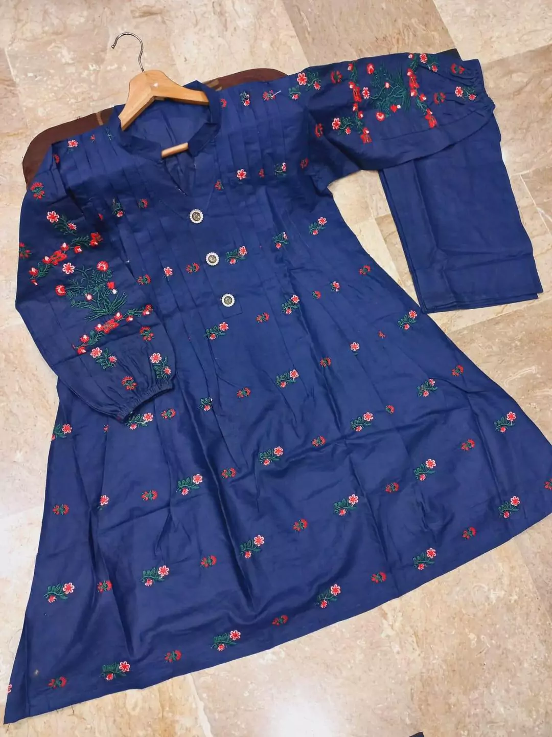 2 Pcs Stitched Cotton Embroidered Shir