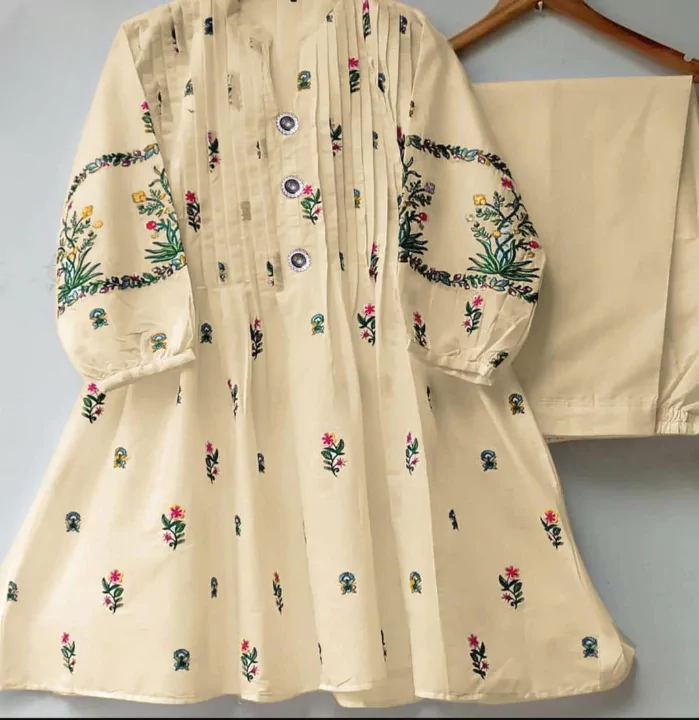 2 Pcs Stitched Cotton Embroidered Shirt And Trouser VV655