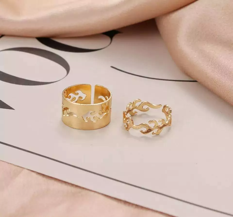 2 Pcs Trendy Couple Flame Rings