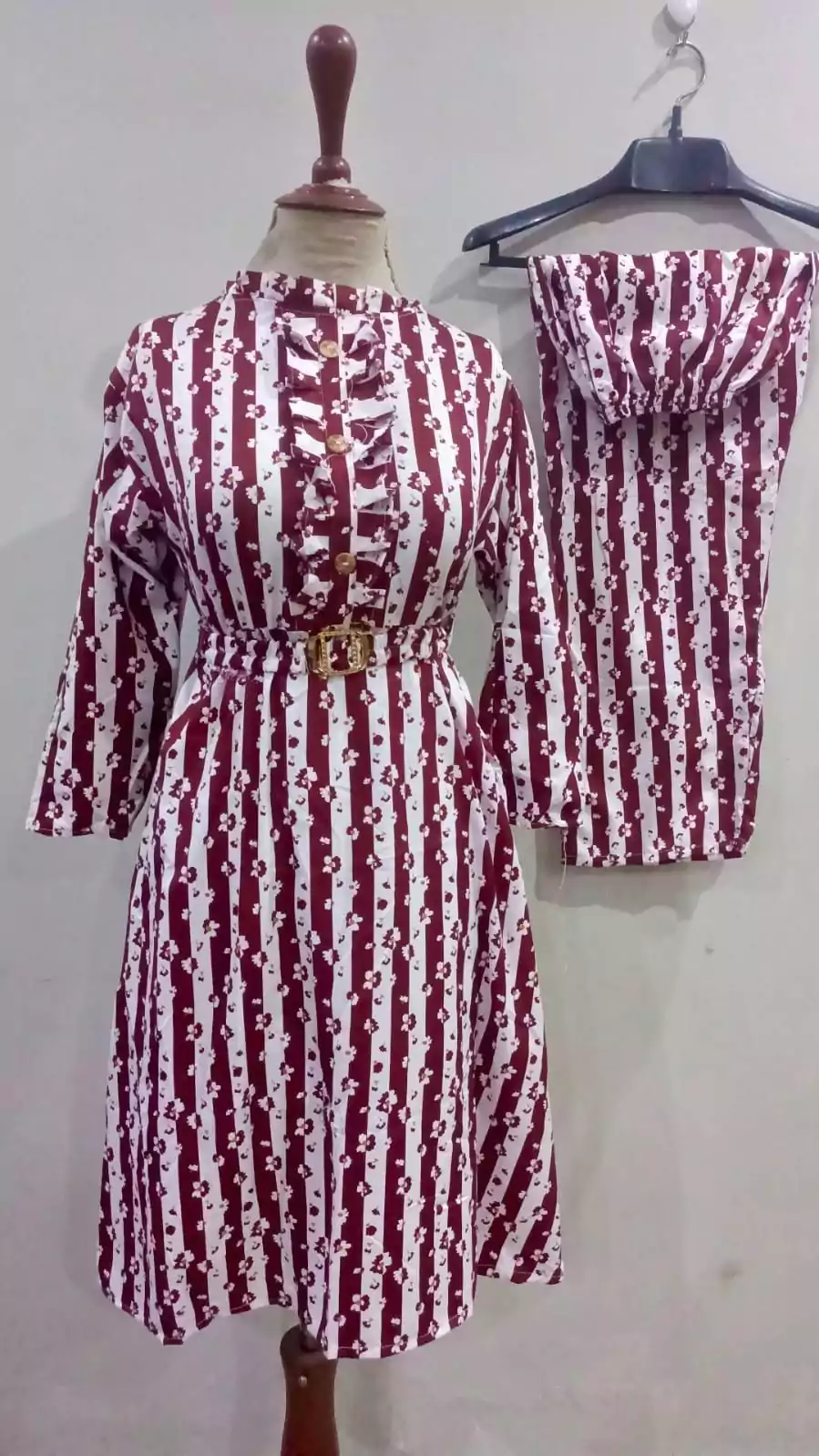 women stitched suits - 2 Pcs Women's Stitched Cotton Printed Frock And Trouser VV308