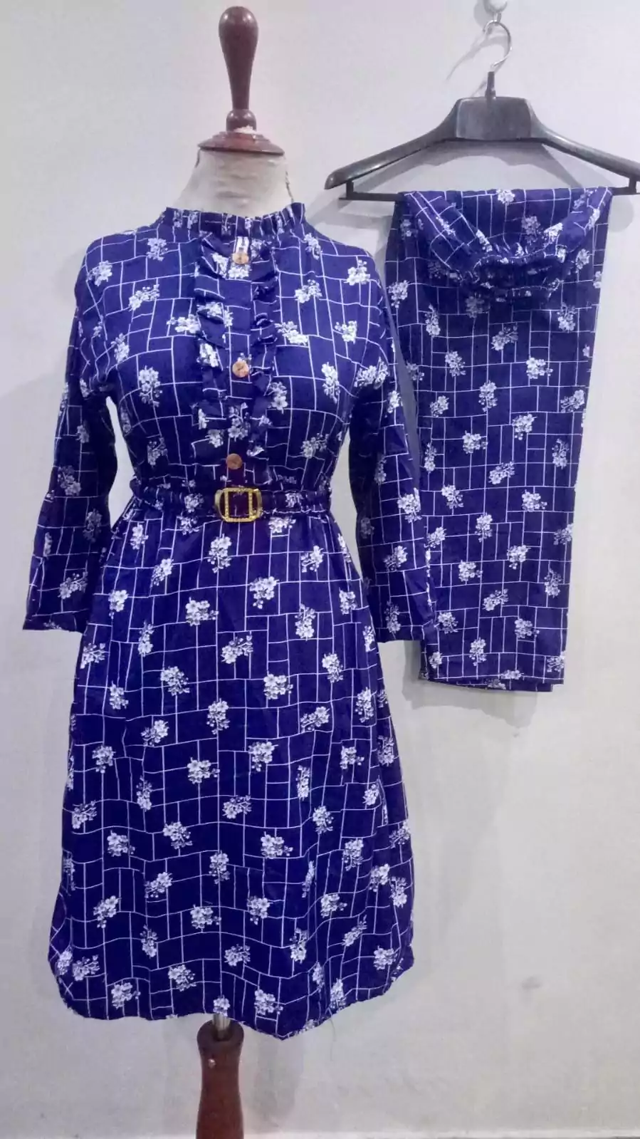 women stitched suits - 2 Pcs Women's Stitched Cotton Printed Frock And Trouser VV309