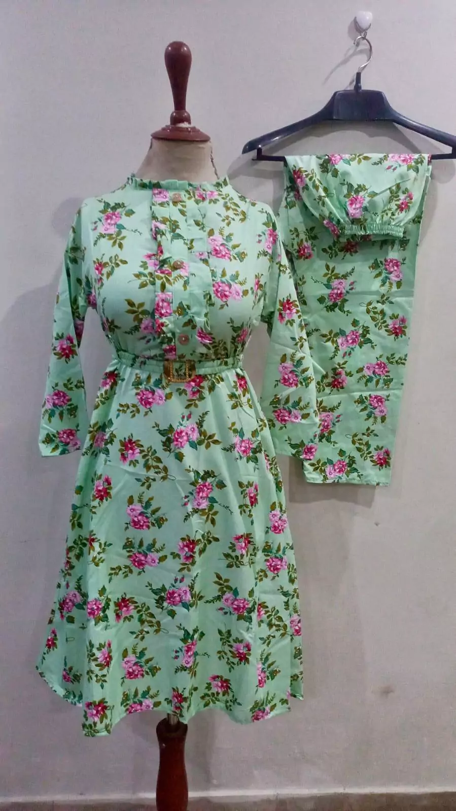 women stitched suits - 2 Pcs Women's Stitched Cotton Printed Frock And Trouser VV311