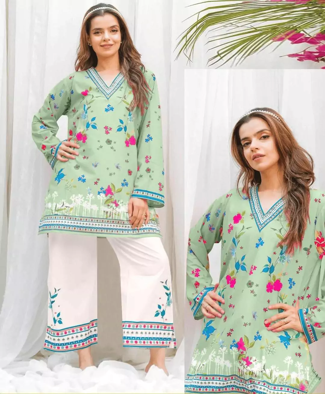 women stitched suits - 2 Pcs Women's Stitched Swiss Lawn Printed Co Ord Set VV516