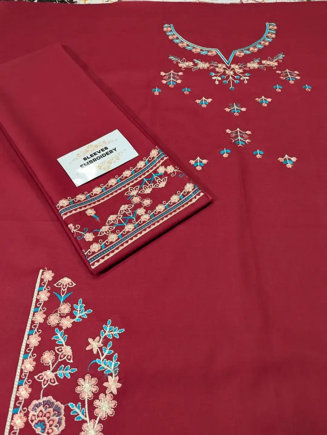 2 Pcs Women's Unstitched Embroidered Lawn Suit VW666