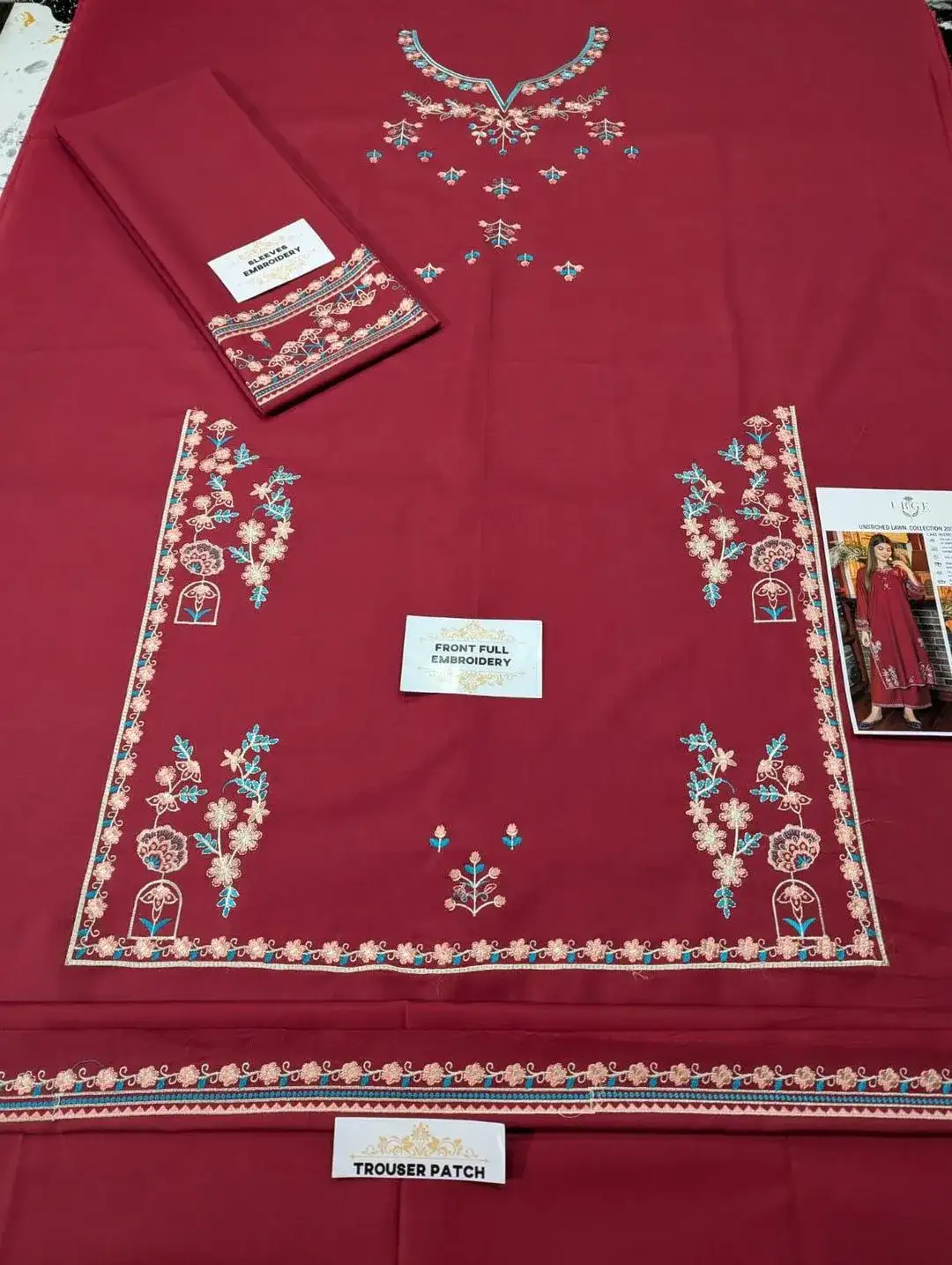 2 Pcs Women's Unstitched Embroidered Lawn Suit VW666