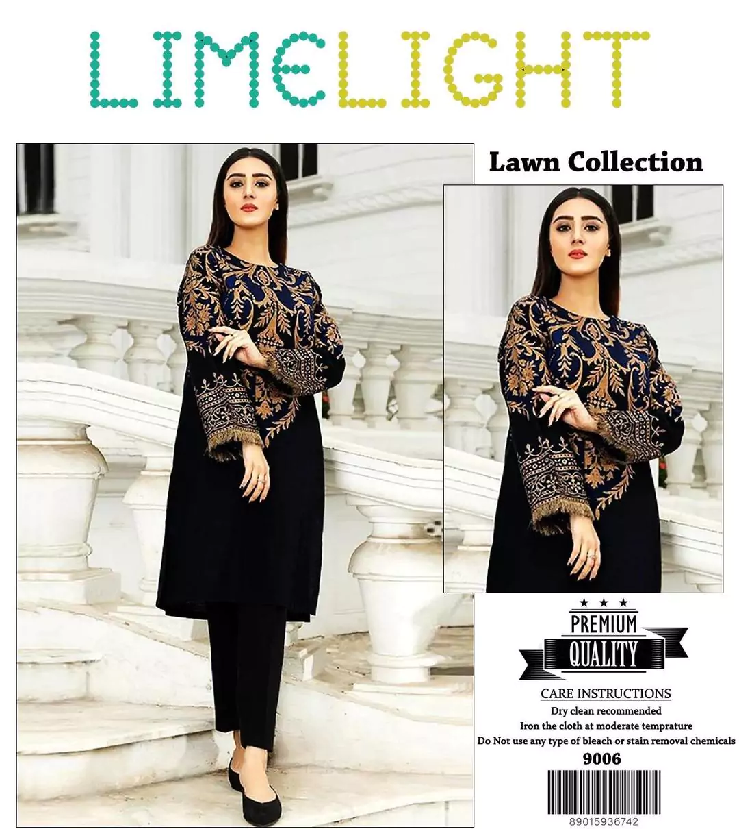  - 2 Pcs Women's Unstitched Lawn Embroidered Suit ET274