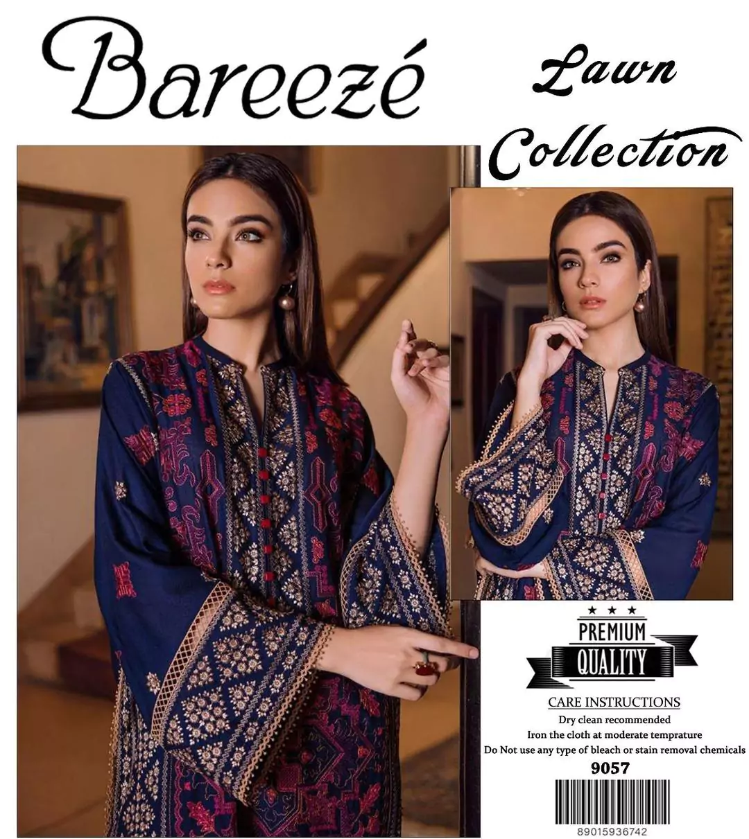  - 2 Pcs Women's Unstitched Lawn Embroidered Suit ET276