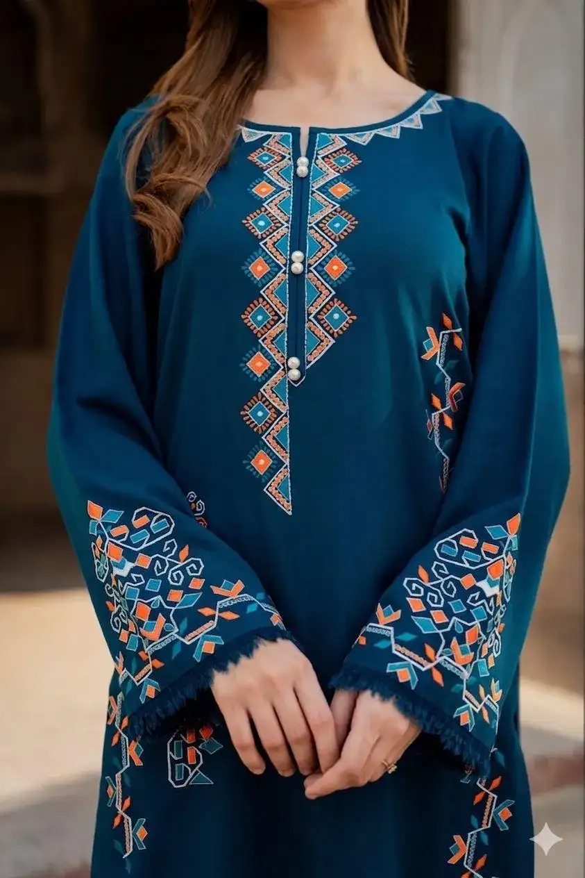 2 Pcs Women's Unstitched Lawn Embroidered Suit VW917