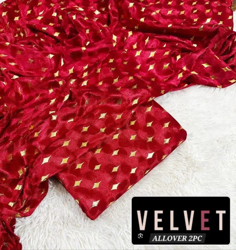 women unstitched suits - 2 Pcs Women's Unstitched Velvet Printed Suit VW495