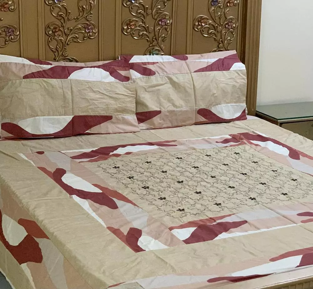 3 Pcs Cotton Patchwork Double Bedsheet