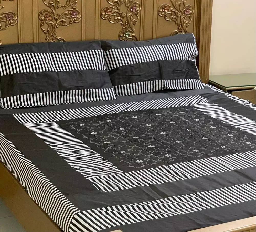 3 Pcs Cotton Patchwork Double Bedsheet