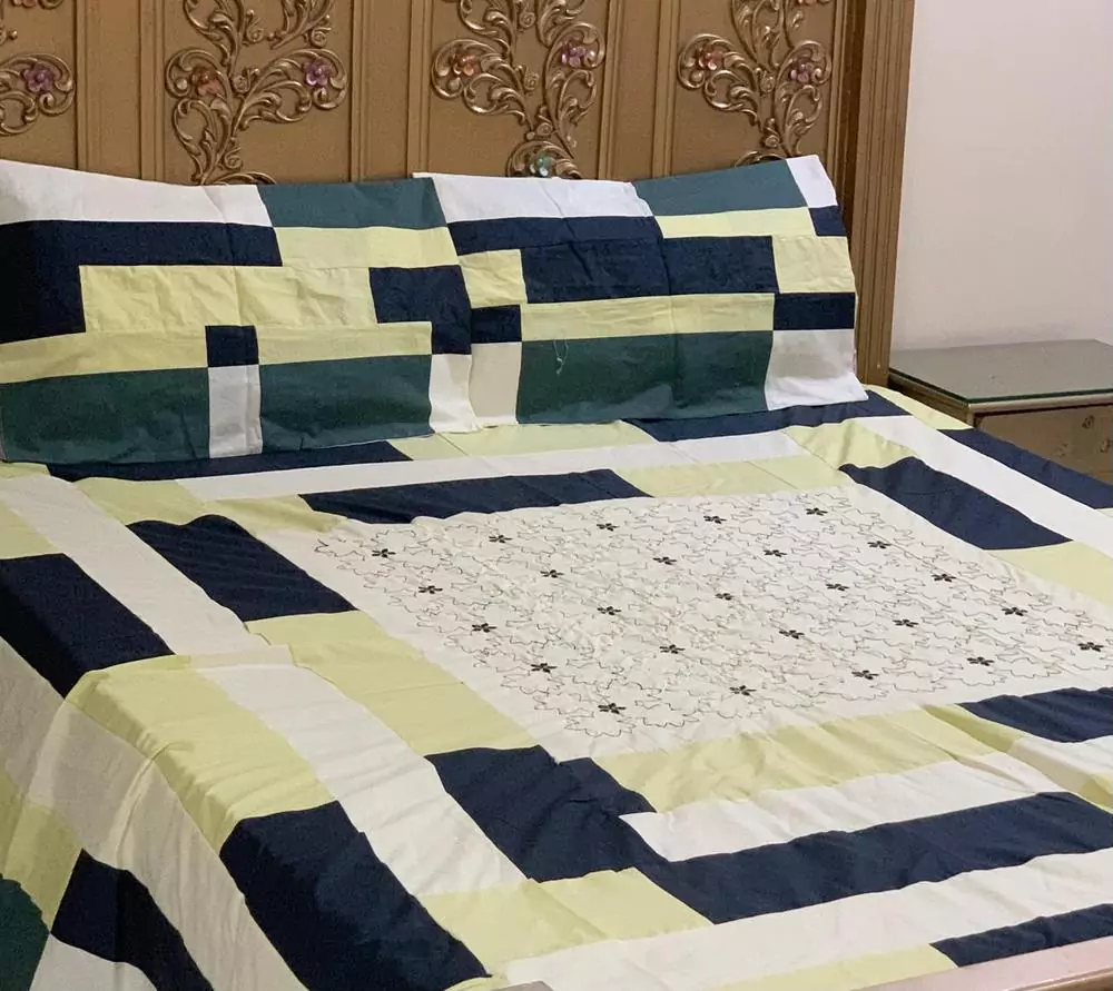 3 Pcs Cotton Patchwork Double Bedsheet