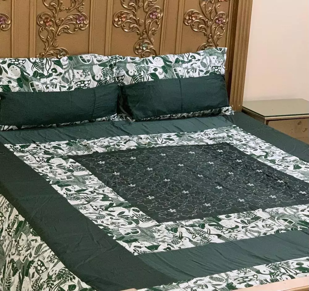 3 Pcs Cotton Patchwork Double Bedsheet