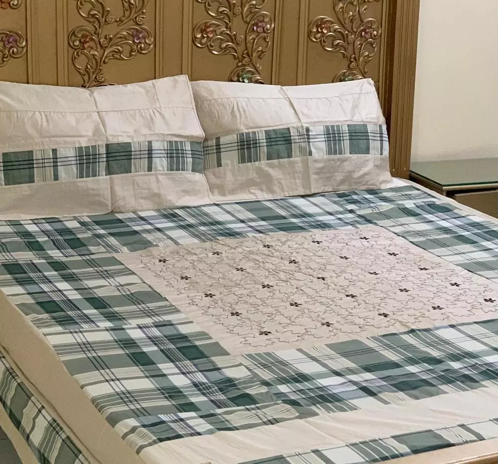 3 Pcs Cotton Patchwork Double Bedsheet