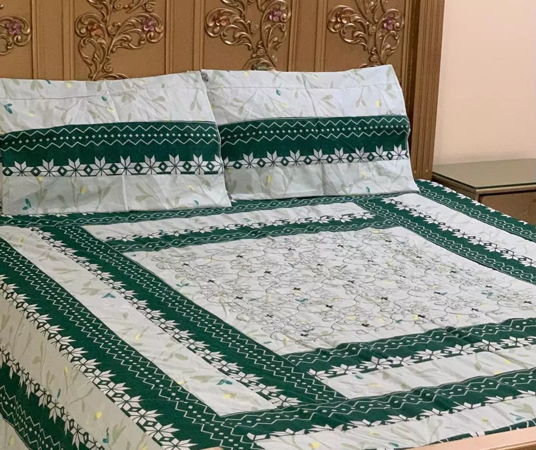 3 Pcs Cotton Patchwork Double Bedsheet