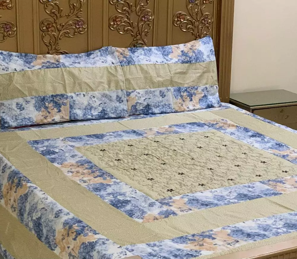 3 Pcs Cotton Patchwork Double Bedsheet