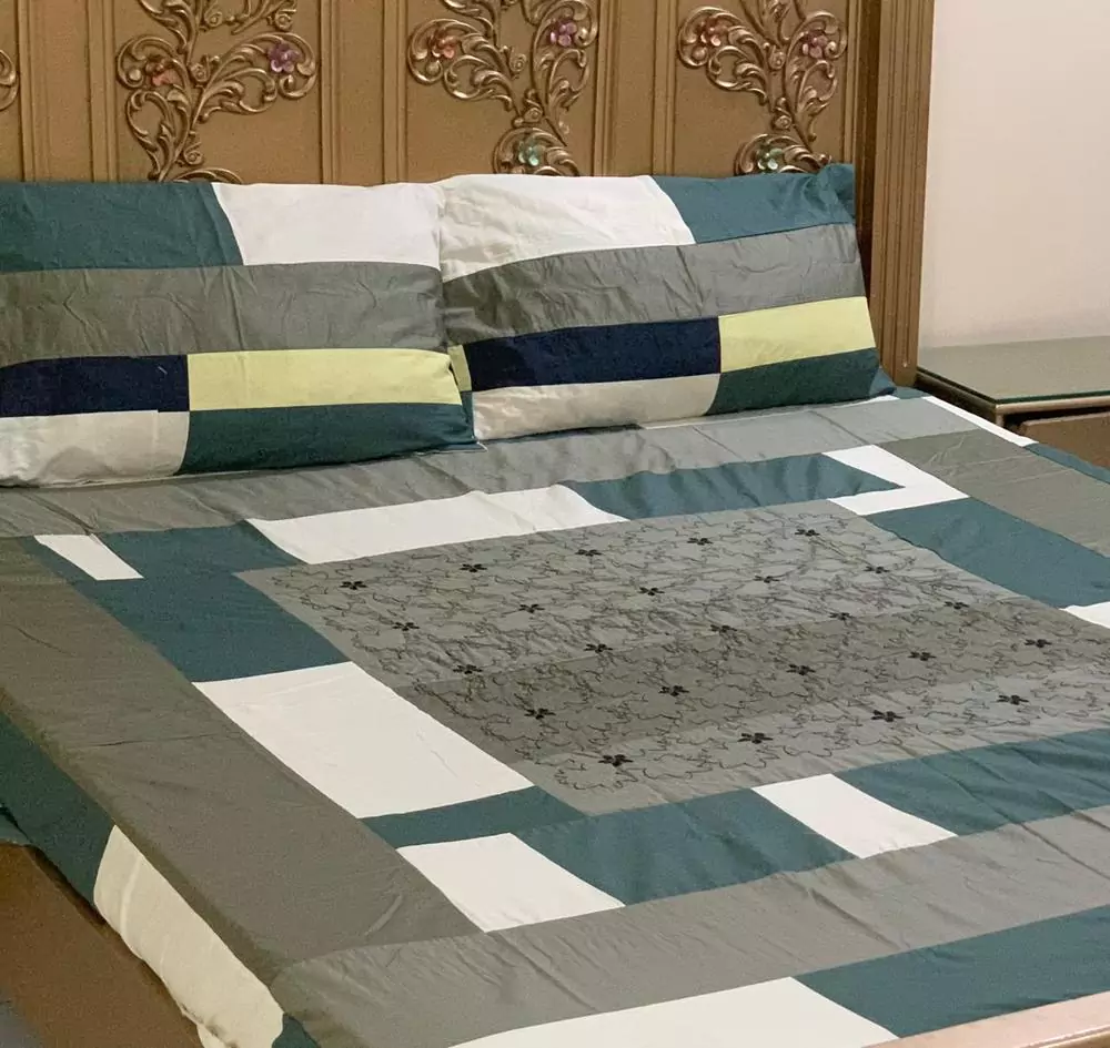 3 Pcs Cotton Patchwork Double Bedsheet