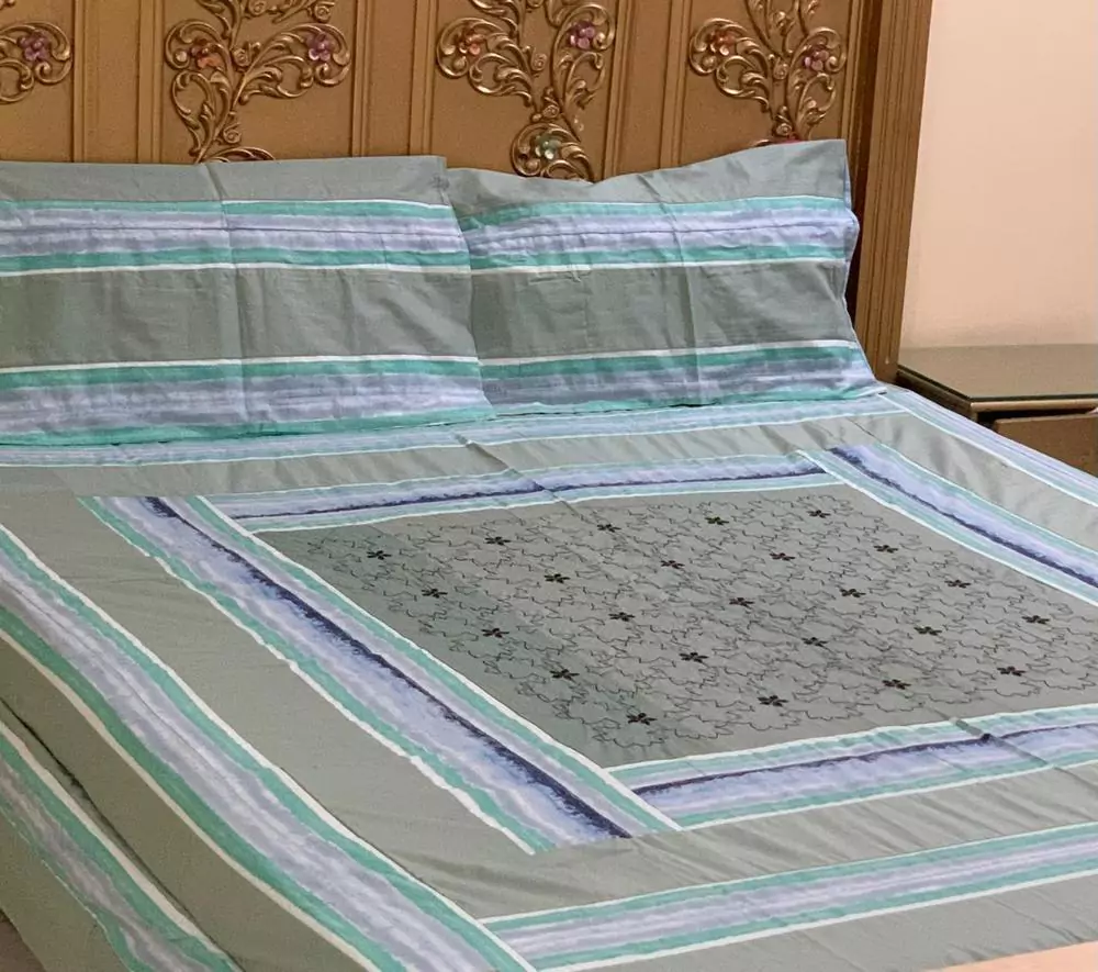 3 Pcs Cotton Patchwork Double Bedsheet