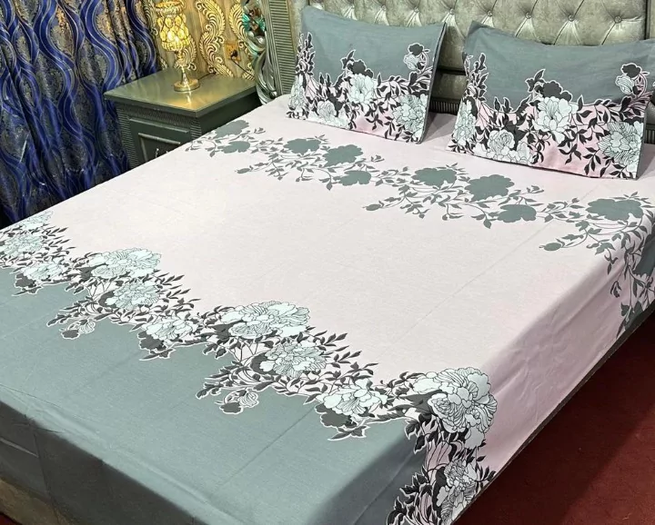 3 Pcs Cotton Printed Double Beds