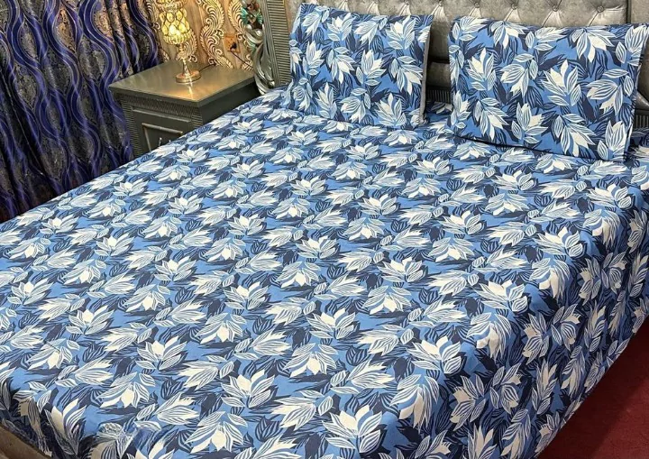 3 Pcs Cotton Printed Double Bedsheet