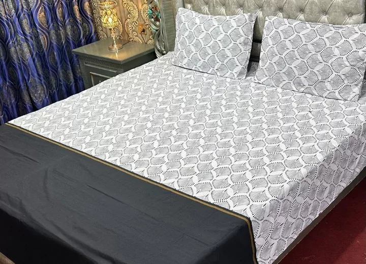 3 Pcs Cotton Printed Double Beds