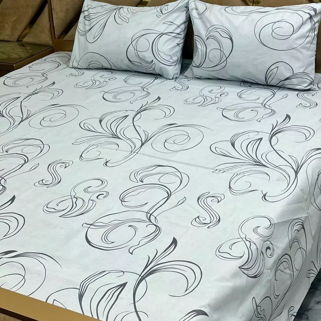 3 Pcs Cotton Printed Double Bedsheet B