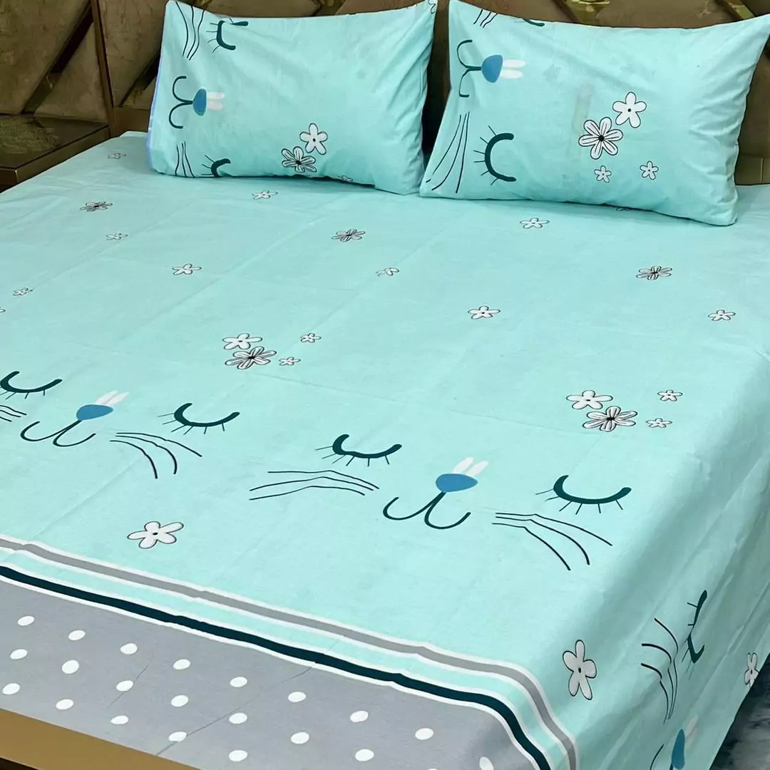 3 Pcs Cotton Printed Double Bedsheet B