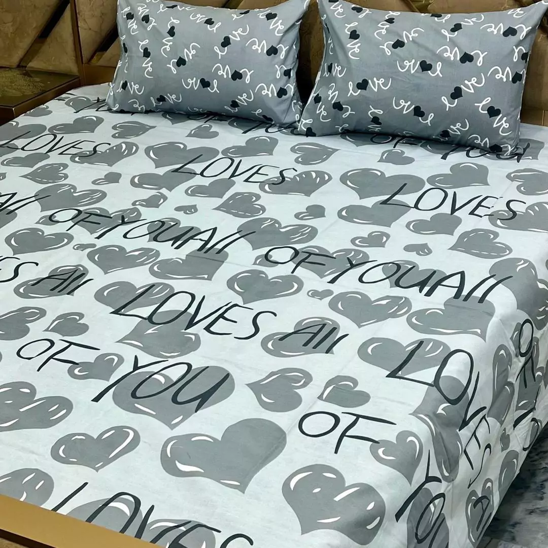 3 Pcs Cotton Printed Double Bedsheet B