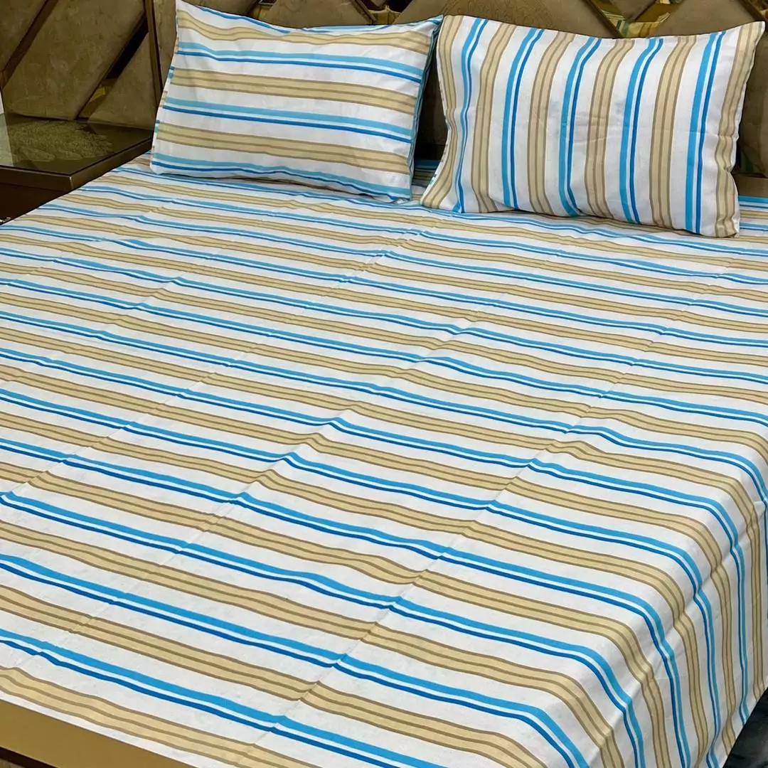 3 Pcs Cotton Printed Double Bedsheet B74