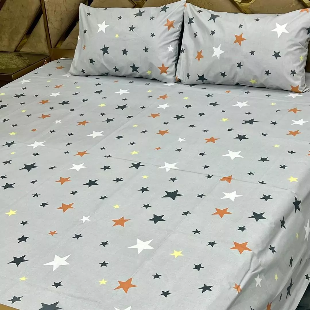 3 Pcs Cotton Printed Double Bedsheet B75