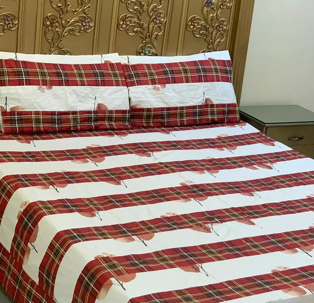 3 Pcs Cotton Printed Double Beds