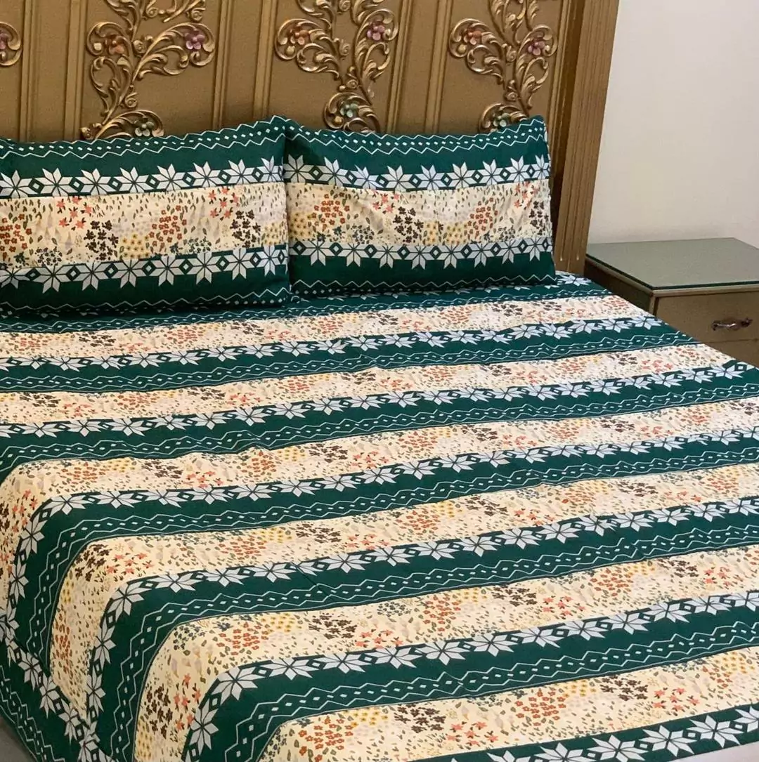 3 Pcs Cotton Printed Double Bedsheet DO 06