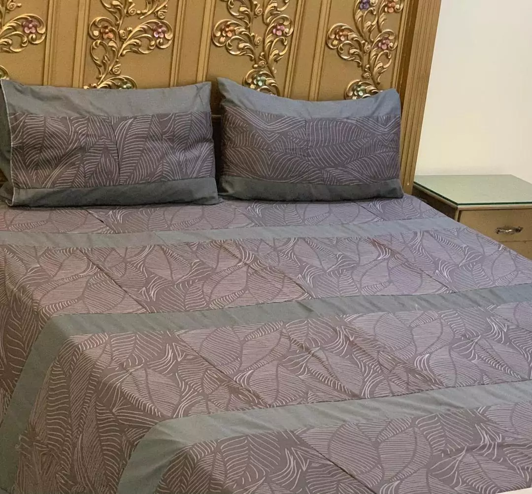 3 Pcs Cotton Printed Double Bedsheet D