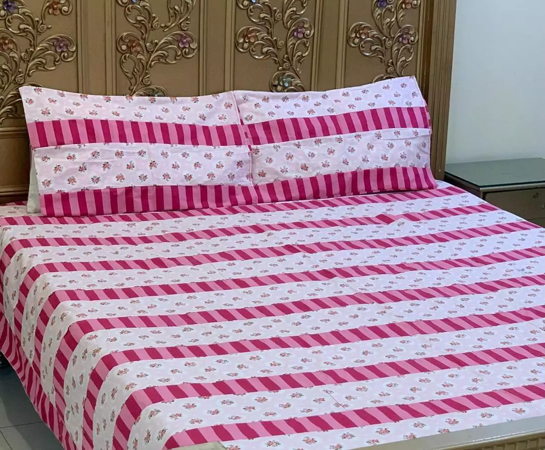 3 Pcs Cotton Printed Double Beds