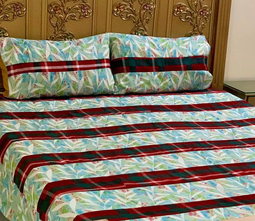 3 Pcs Cotton Printed Double Bedsheet DO 16